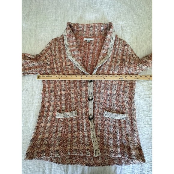 Pendleton Womens Knit Blazer Button Up Size Medium Collared VTG Cotton Silk - Picture 7 of 8